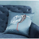 Light blue heron embroidered silk throw pillow cover living room
