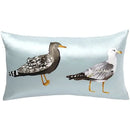 Light blue heron embroidered silk throw pillow cover living room