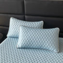 Light blue hexagonal ice silk cooling bed mat set bedroom mattress pad