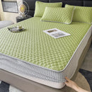 Light blue hexagonal ice silk cooling bed mat set bedroom mattress pad