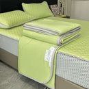 Light blue ice silk quilt set bedroom cool feeling bedding