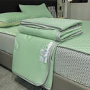 Light blue ice silk quilt set bedroom cool feeling bedding