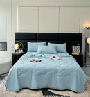 Light blue ice silk quilt set bedroom cool feeling bedding