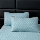 Light blue ice silk quilt set bedroom cool feeling bedding