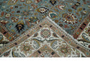 Light Blue, Ivory and Peach Turkish Design Traditional Floral 8x10 and 9x12 Hand Knotted Wool Area Rug