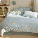 Light blue puppy cartoon pattern bedding set bedroom cotton sheets