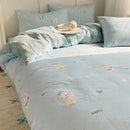 Light blue puppy cartoon pattern bedding set bedroom cotton sheets