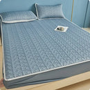 Light blue quilted latex fitted sheet set bedroom bed pad