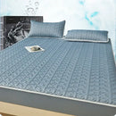 Light blue quilted latex fitted sheet set bedroom bed pad