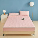 Light blue quilted latex fitted sheet set bedroom bed pad