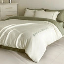 Light blue satin cotton embroidery bedding set bedroom duvet kit