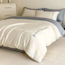 Light blue satin cotton embroidery bedding set bedroom duvet kit