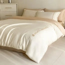 Light blue satin cotton embroidery bedding set bedroom duvet kit