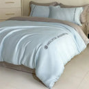 Light blue satin cotton embroidery bedding set bedroom duvet kit