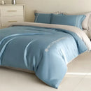 Light blue satin cotton embroidery bedding set bedroom duvet kit