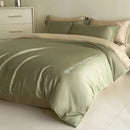 Light blue satin cotton embroidery bedding set bedroom duvet kit