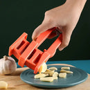 Light blue spring loaded garlic press slicer – kitchen tool