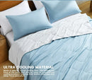 Light blue & white quilted cooling comforter bedroom duvet