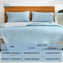 Light blue & white quilted cooling comforter bedroom duvet