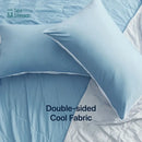 Light blue & white quilted cooling comforter bedroom duvet