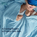 Light blue & white quilted cooling comforter bedroom duvet