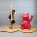 Light brown cat wooden key rack holder – living room storage tree