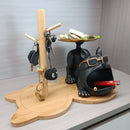 Light brown cat wooden key rack holder – living room storage tree
