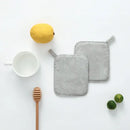 Light gray cotton linen coaster set with handle for dining room