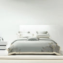 Light gray eucalyptus lyocell soft bedding set bedroom leaf embroidery
