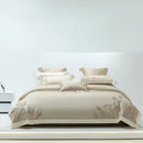 Light gray eucalyptus lyocell soft bedding set bedroom leaf embroidery