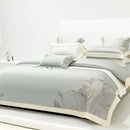 Light gray eucalyptus lyocell soft bedding set bedroom leaf embroidery