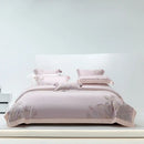 Light gray eucalyptus lyocell soft bedding set bedroom leaf embroidery
