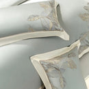 Light gray eucalyptus lyocell soft bedding set bedroom leaf embroidery