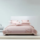 Light gray eucalyptus lyocell soft bedding set bedroom leaf embroidery