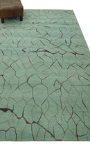 Light Green and Charcoal Hand loom Modern Crack Design 5x8 Wool and Art Silk Area Rug