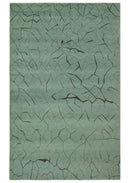 Light Green and Charcoal Hand loom Modern Crack Design 5x8 Wool and Art Silk Area Rug