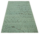 Light Green and Charcoal Hand loom Modern Crack Design 5x8 Wool and Art Silk Area Rug