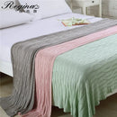 Light green bamboo knitted cooling blanket bedroom ribbed throw