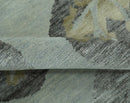 Light Green, Charcoal and Olive Leaf Design 6x9 Hand loom Wool and Viscose Area Rug