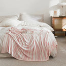 Light green leaf pattern bamboo knitted cooling blanket bedroom throw