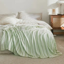 Light green leaf pattern bamboo knitted cooling blanket bedroom throw