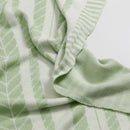 Light green leaf pattern bamboo knitted cooling blanket bedroom throw