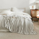 Light green leaf pattern bamboo knitted cooling blanket bedroom throw