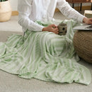 Light green leaf pattern bamboo knitted cooling blanket bedroom throw