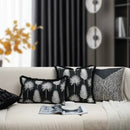 Light luxury designer black & white palm leaf pillow cover living room