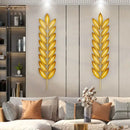 Light luxury iron golden wheat leaf wall decoration living room