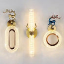 Light luxury modern gold deer wall lamp set bedroom sconces