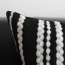 Light luxury plush black & white striped pillow cover living room