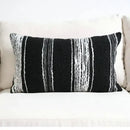 Light luxury plush black & white striped pillow cover living room