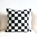 Light luxury plush black & white striped pillow cover living room
